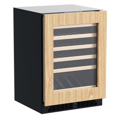 Marvel 24" Single Zone Wine Refrigerator With Panel Ready, Glass Door, and Reversible Door w/ (1) Gallery Display Rack