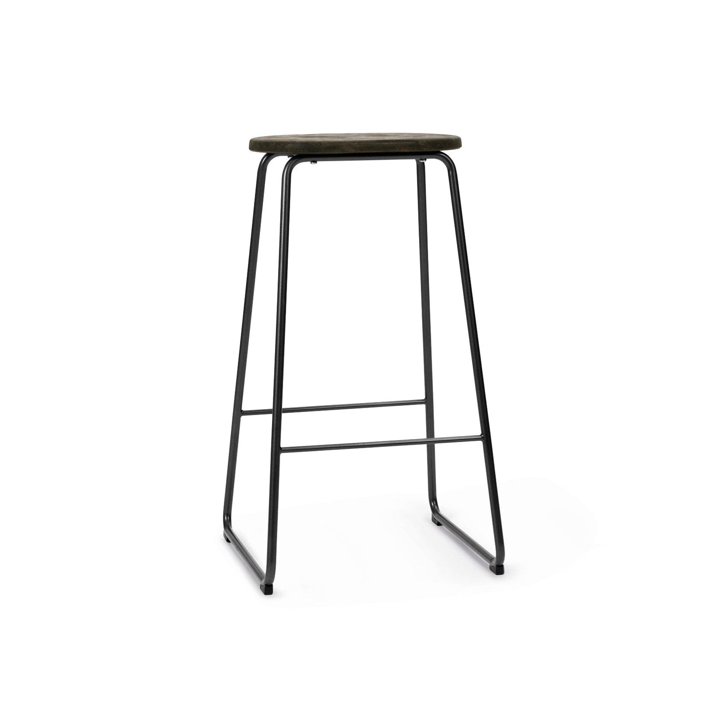 Mater 27" Earth Stool, Coffee Waste Dark Seat With Gunmetal Steel Frame by Eva Harlou