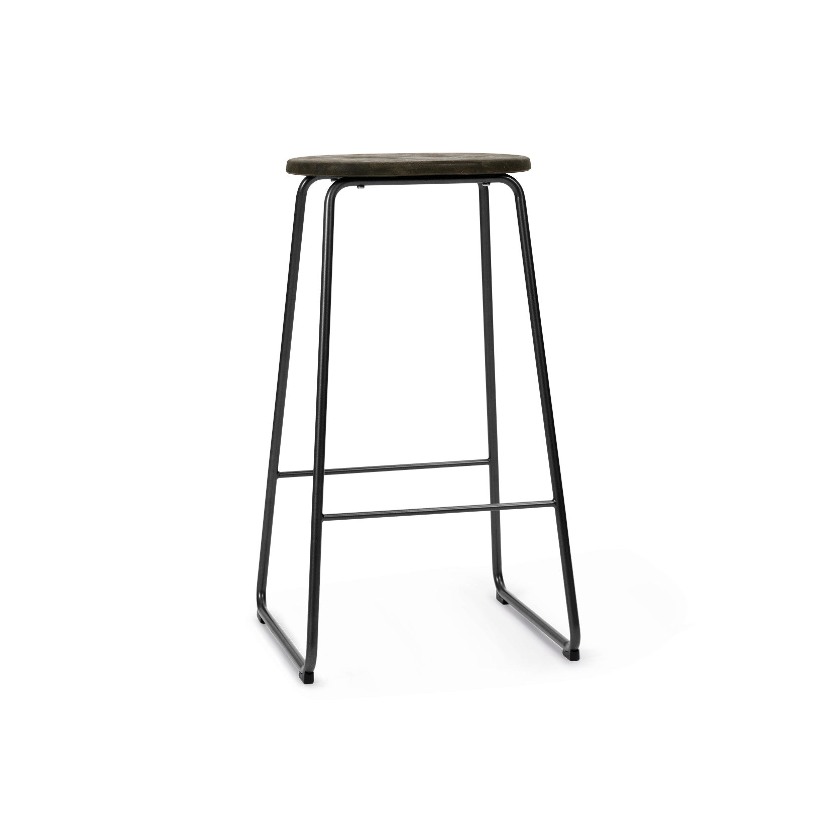 Mater 27" Earth Stool, Coffee Waste Dark Seat With Gunmetal Steel Frame by Eva Harlou