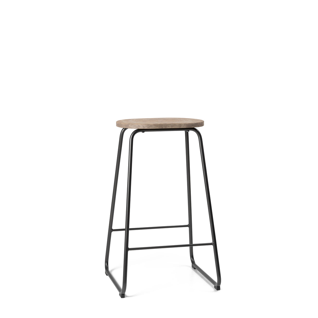 Mater 27" Earth Stool, Coffee Waste Light Seat With Gunmetal Steel Frame by Eva Harlou