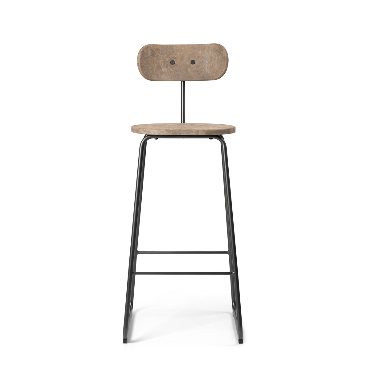 Mater 29" Earth Stool With Backrest, Coffee Waste Dark Seat With Gunmetal Steel Frame by Eva Harlou