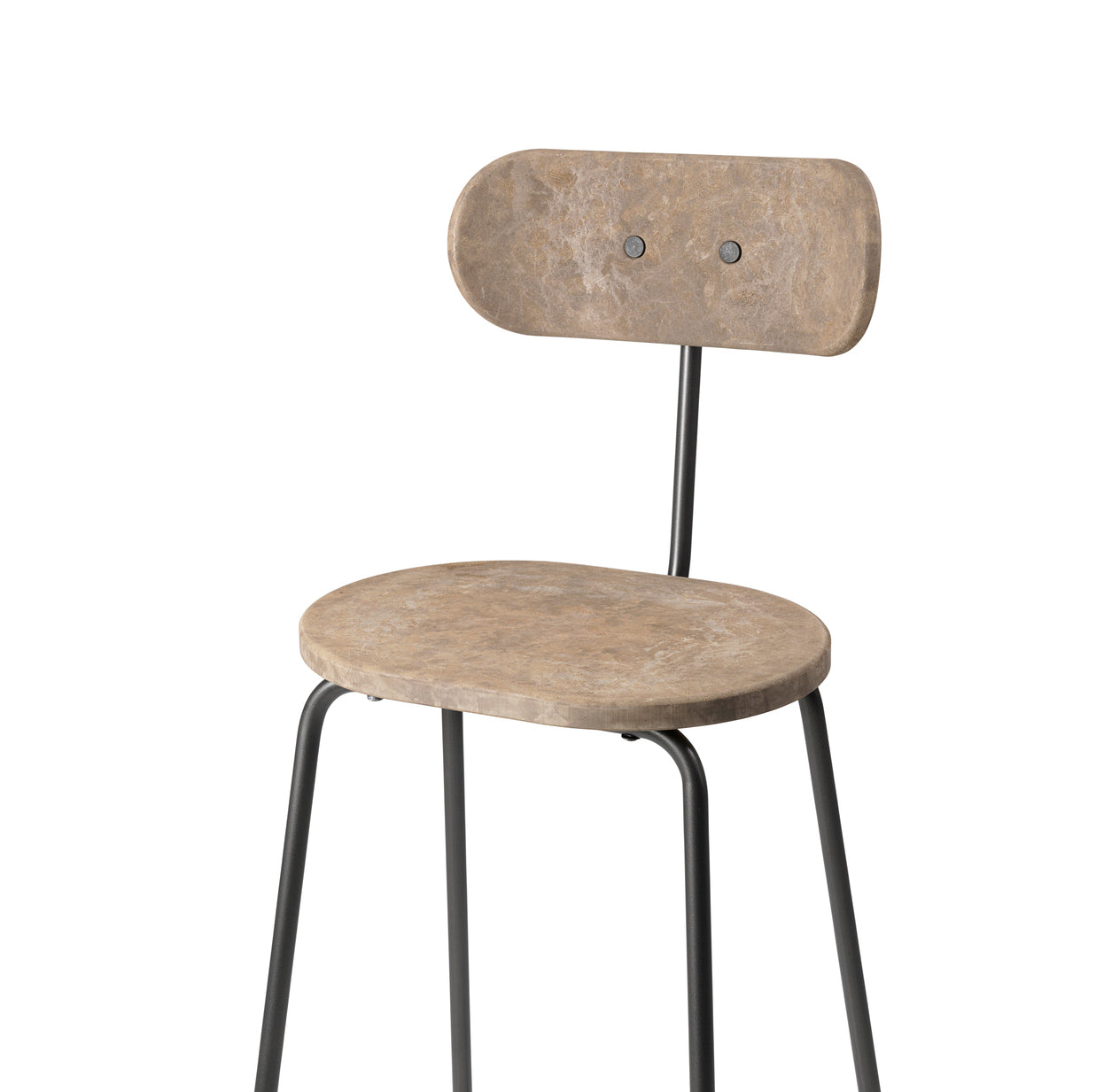 Mater 29" Earth Stool With Backrest, Coffee Waste Light Seat With Gunmetal Steel Frame by Eva Harlou