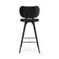 Mater 29" High Stool With Backrest, Black-Stained Solid FSC-Certified Beech With Black Leather Seat by Space Copenhagen