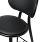 Mater 29" High Stool With Backrest, Black-Stained Solid FSC-Certified Beech With Black Leather Seat by Space Copenhagen