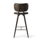 Mater 29" High Stool With Backrest, Sirka Gray-Stained Solid FSC-Certified Oak With Black Leather Seat by Space Copenhagen