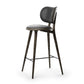 Mater 29" High Stool With Backrest, Sirka Gray-Stained Solid FSC-Certified Oak With Black Leather Seat by Space Copenhagen