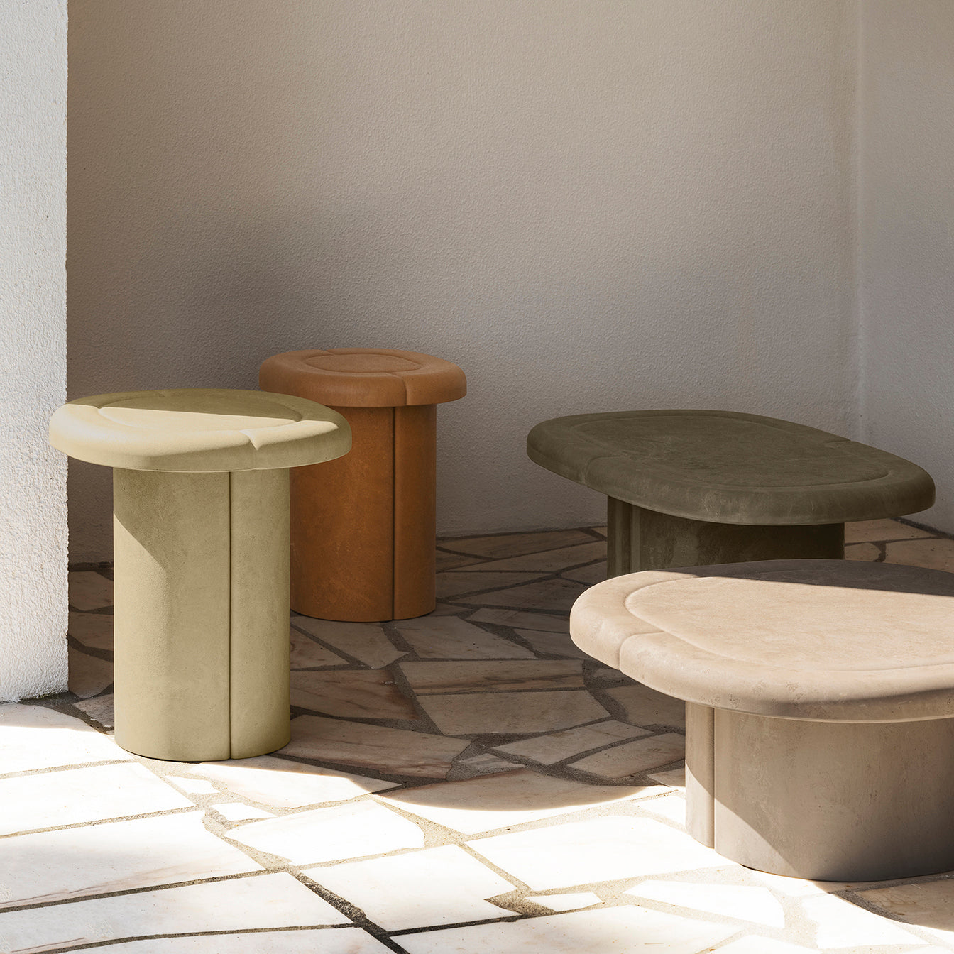Mater Alder Square Lounge Table in Sand Biodegradable Plastic and Coffee Waste