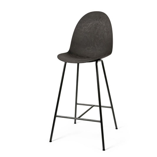 Mater Eternity High Stool, Coffee Waste Black Seat by Space Copenhagen, Counter Height, Made From Post-Consumer E-Waste & Coffee Shell Waste