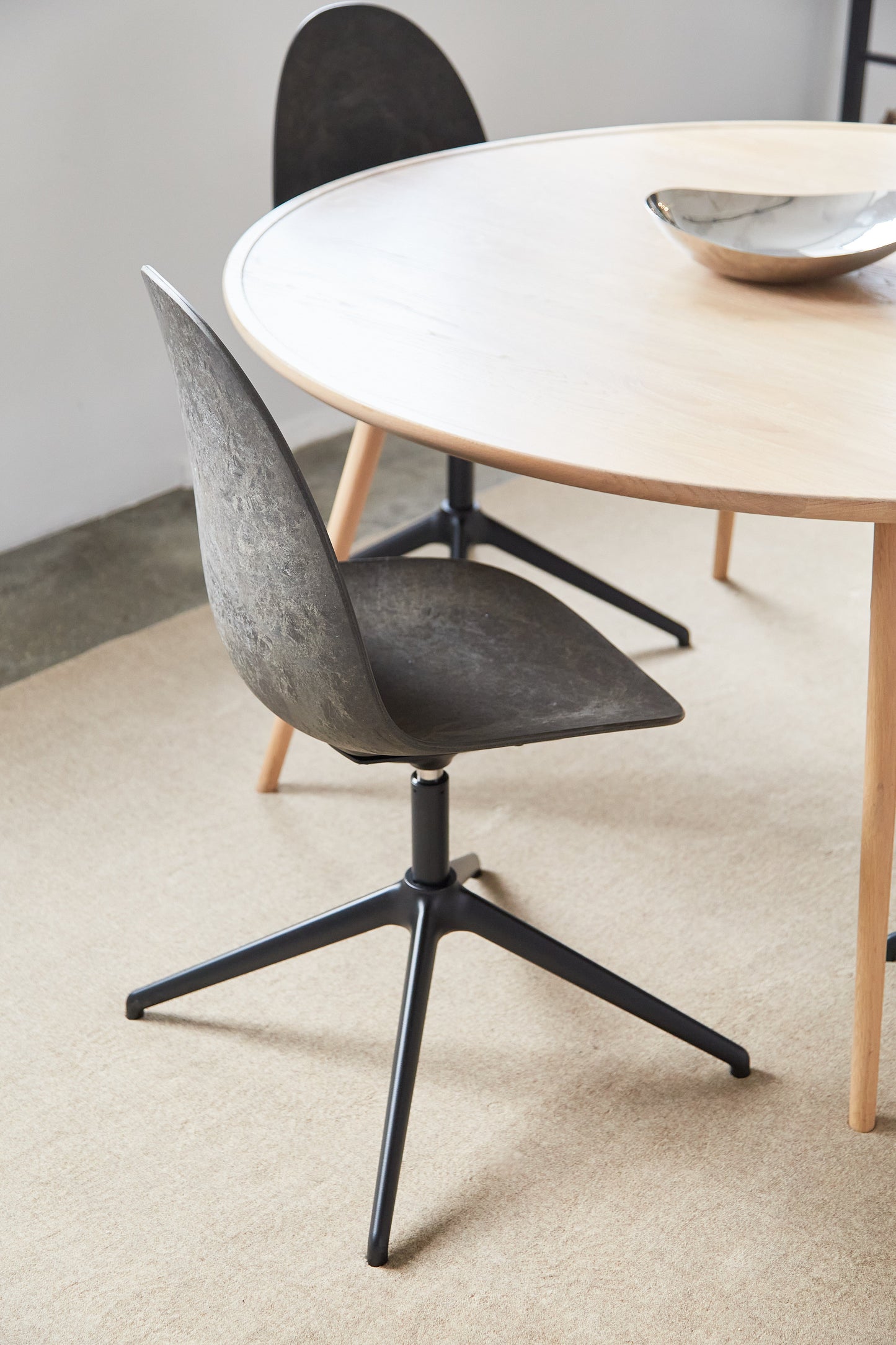 Mater Eternity Swivel Chair, Coffee Waste Dark Seat With Black Base Made From Post-Consumer E-Waste & Coffee Shell Waste by Space Copenhagen