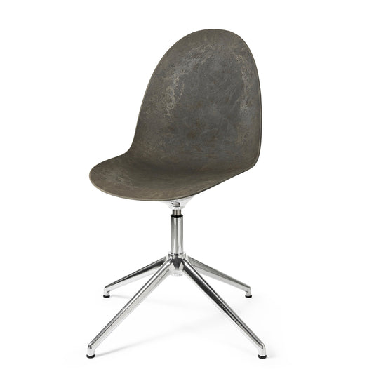 Mater Eternity Swivel Chair, Coffee Waste Dark Seat With Polished Base by Space Copenhagen, Made From Post-Consumer E-Waste & Coffee Shell Waste