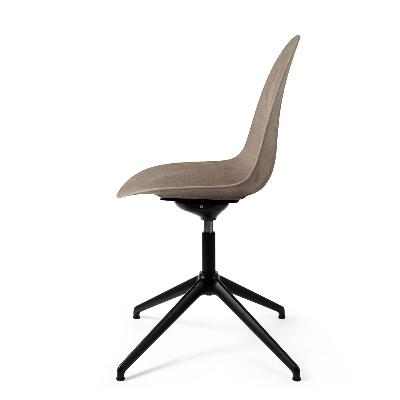 Mater Eternity Swivel Chair, Coffee Waste Light Seat With Black Base Made From Post-Consumer E-Waste & Coffee Shell Waste by Space Copenhagen