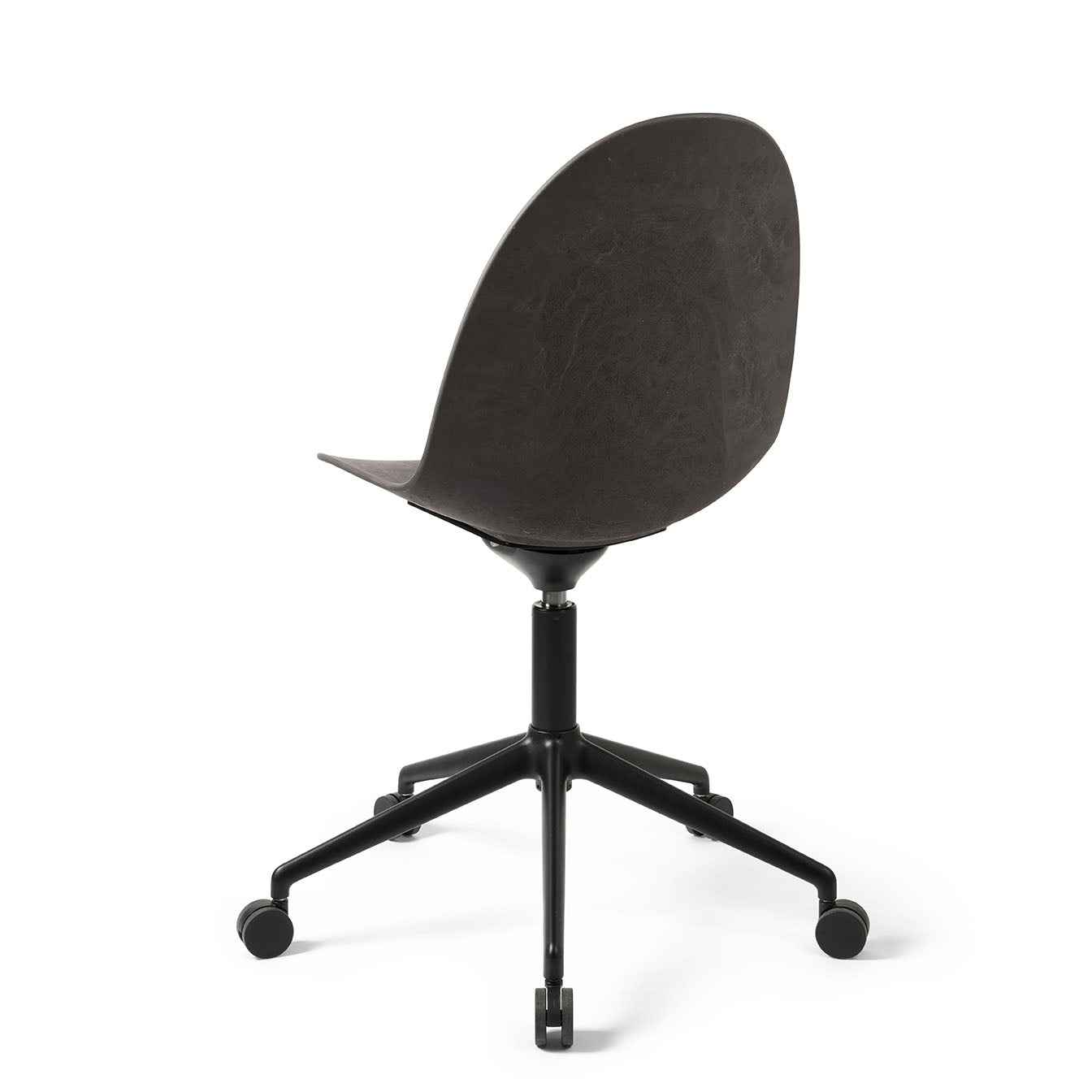 Mater Eternity Swivel Chair With Castors, Coffee Waste Black Seat With Black Base by Space Copenhagen, Made From Post-Consumer E-Waste & Coffee Shell Waste