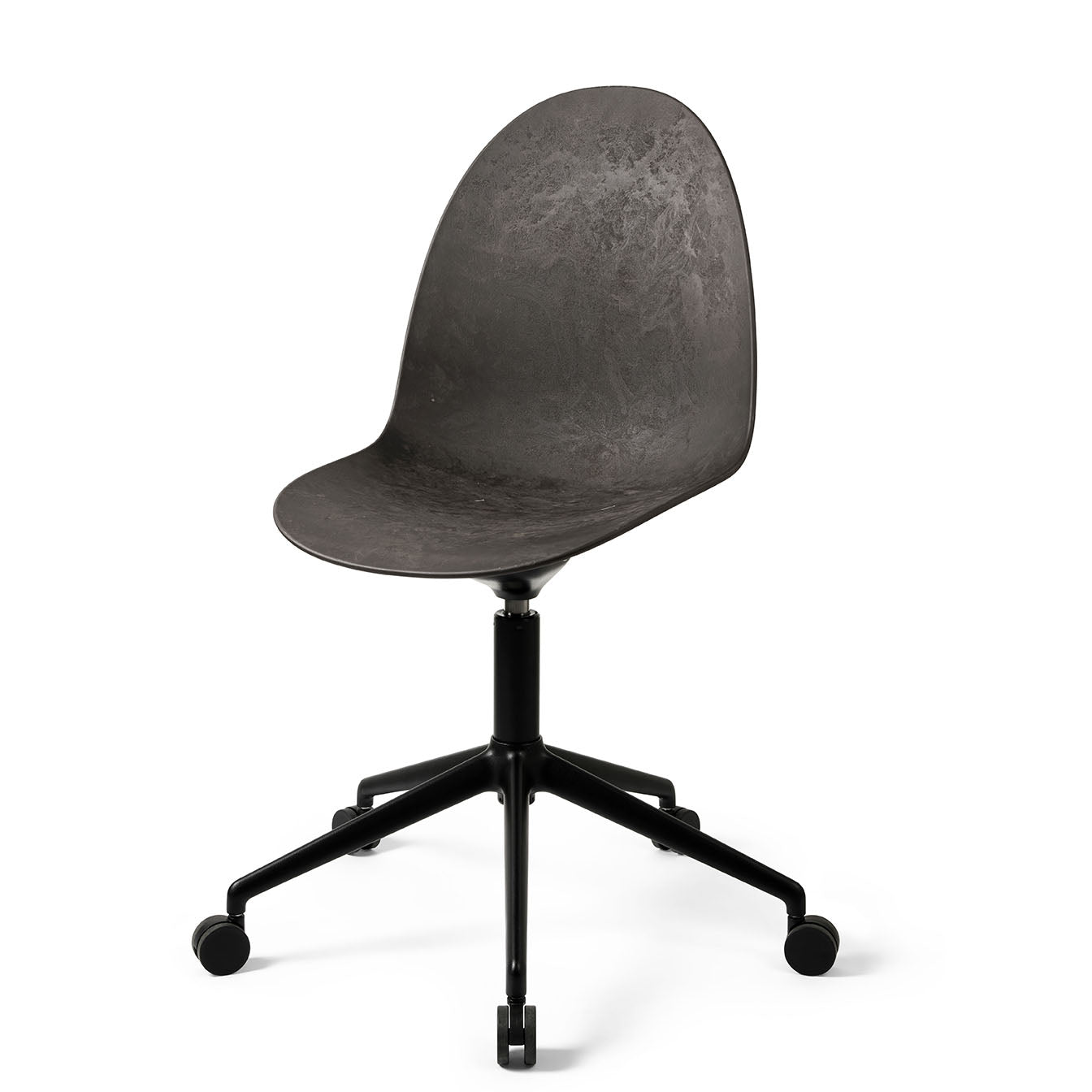 Mater Eternity Swivel Chair With Castors, Coffee Waste Black Seat With Black Base by Space Copenhagen, Made From Post-Consumer E-Waste & Coffee Shell Waste