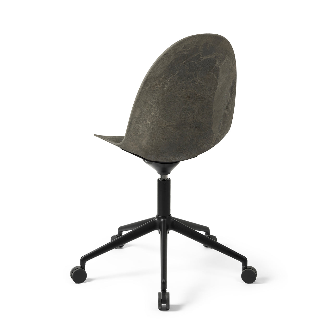 Mater Eternity Swivel Chair With Castors, Coffee Waste Dark Seat With Black Base by Space Copenhagen, Made From Post-Consumer E-Waste & Coffee Shell Waste