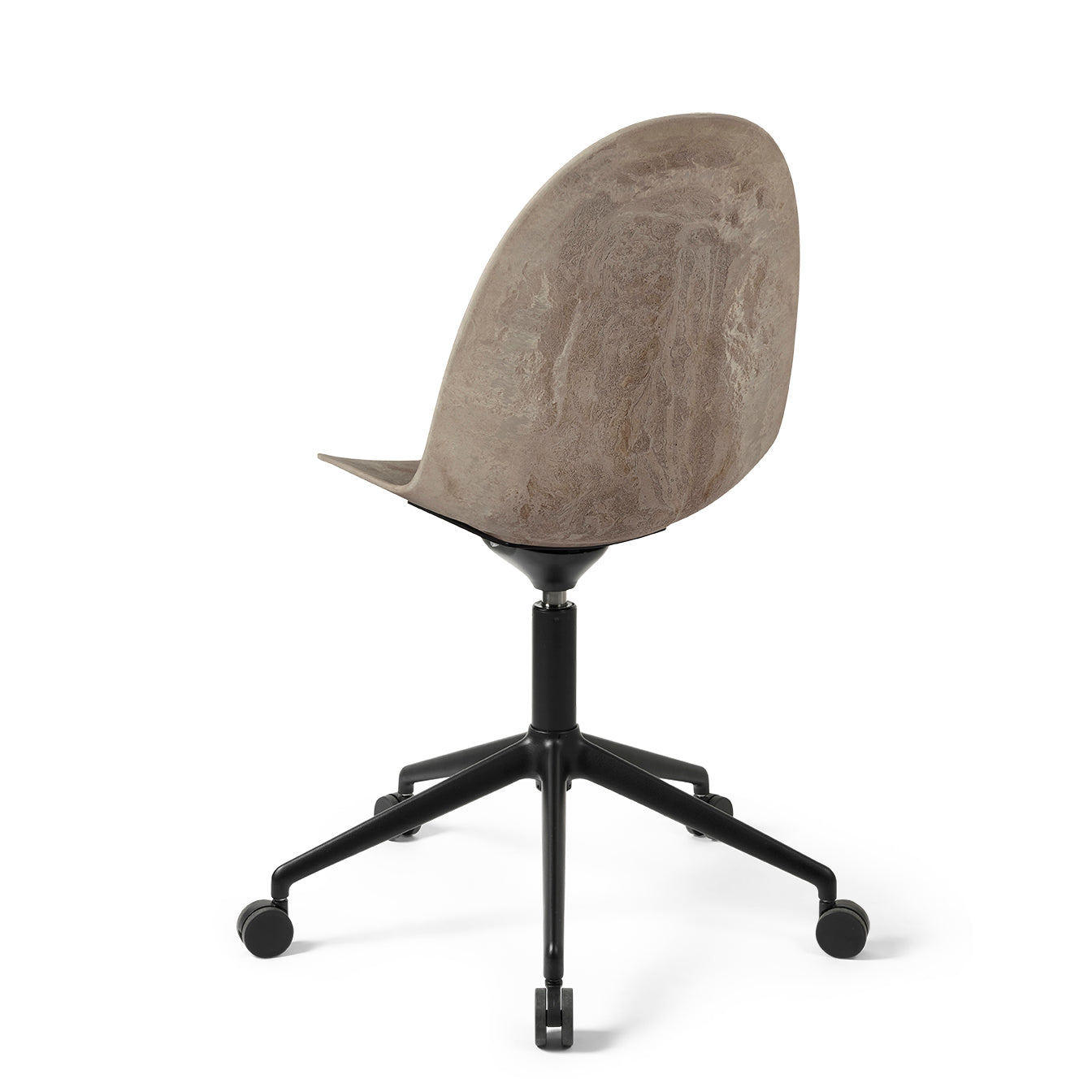 Mater Eternity Swivel Chair With Castors, Coffee Waste Light Seat With Black Base by Space Copenhagen, Made From Post-Consumer E-Waste & Coffee Shell Waste