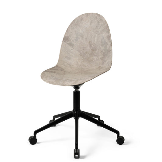 Mater Eternity Swivel Chair With Castors, Wood Waste Gray Seat With Black Base by Space Copenhagen,Made From Post-Consumer E-Waste & Coffee Shell Waste
