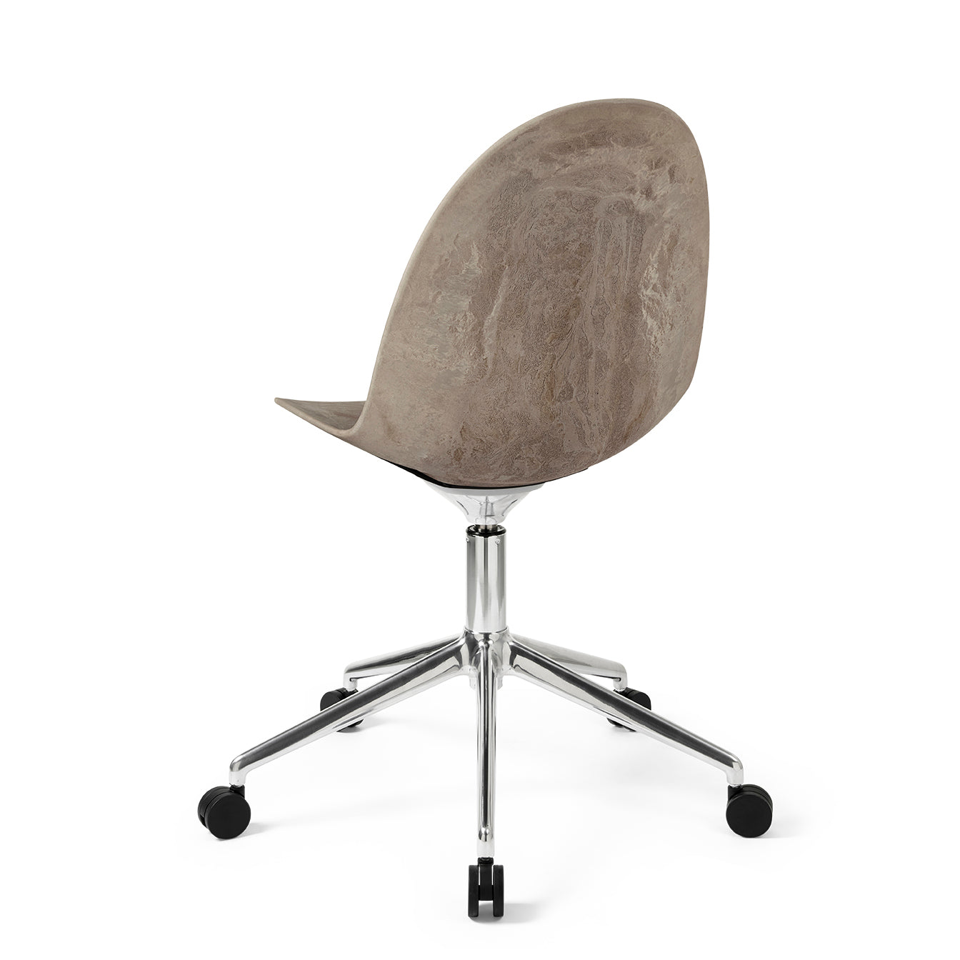 Mater Eternity Swivel Chair With Polished Base and Castors, Coffee Waste Light Seat by Space Copenhagen, Made From Post-Consumer E-Waste & Coffee Shell Waste