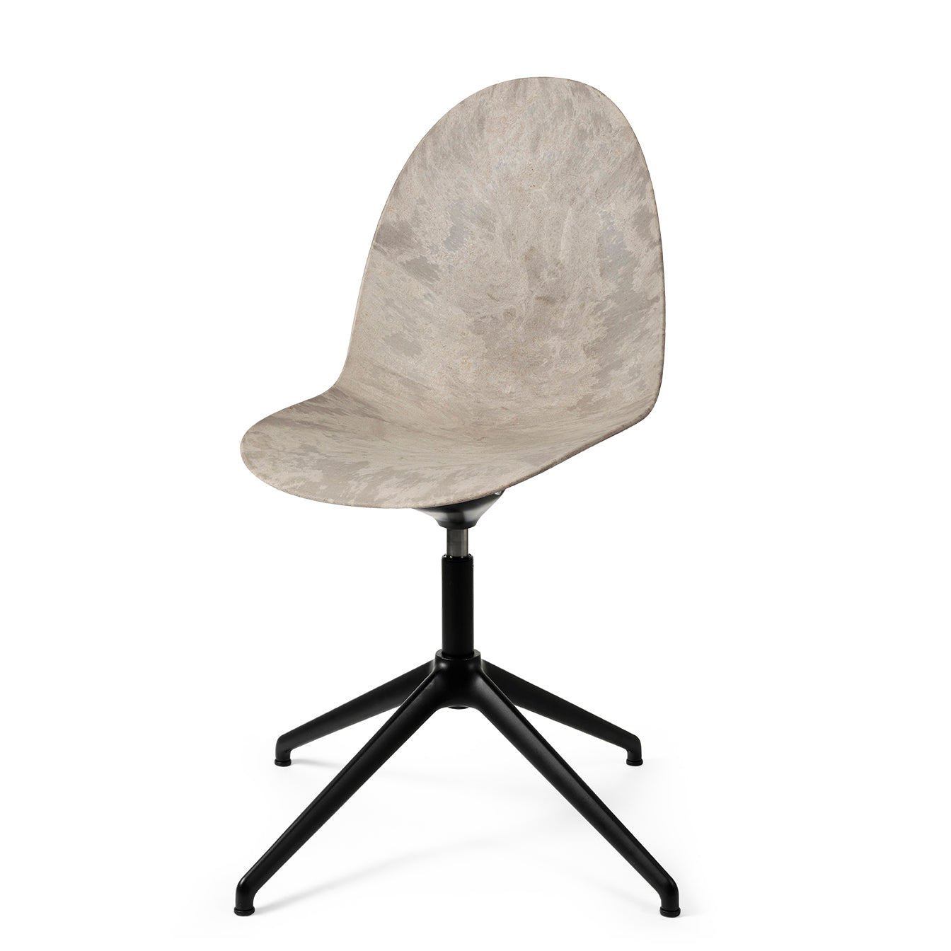 Mater Eternity Swivel Chair, Wood Waste Gray Seat With Black Base Made From Post-Consumer E-Waste & Coffee Shell Waste by Space Copenhagen