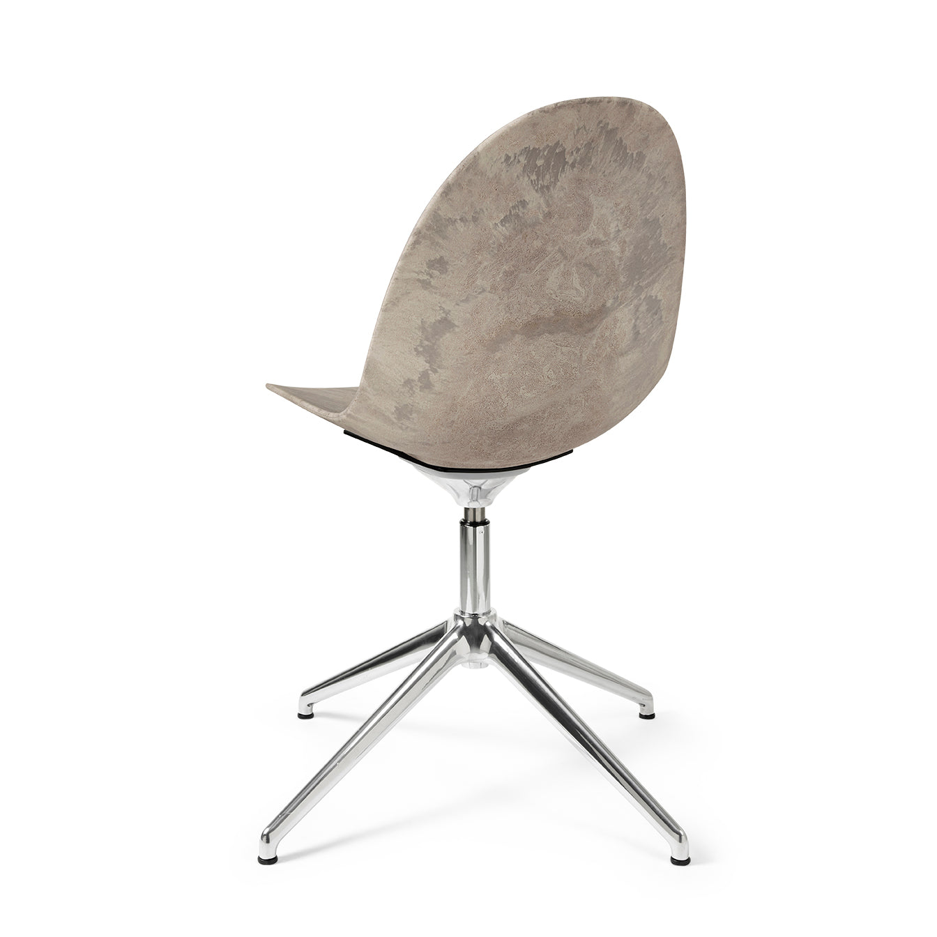 Mater Eternity Swivel Chair, Wood Waste Gray Seat With Polished Base by Space Copenhagen, Made From Post-Consumer E-Waste & Coffee Shell Waste
