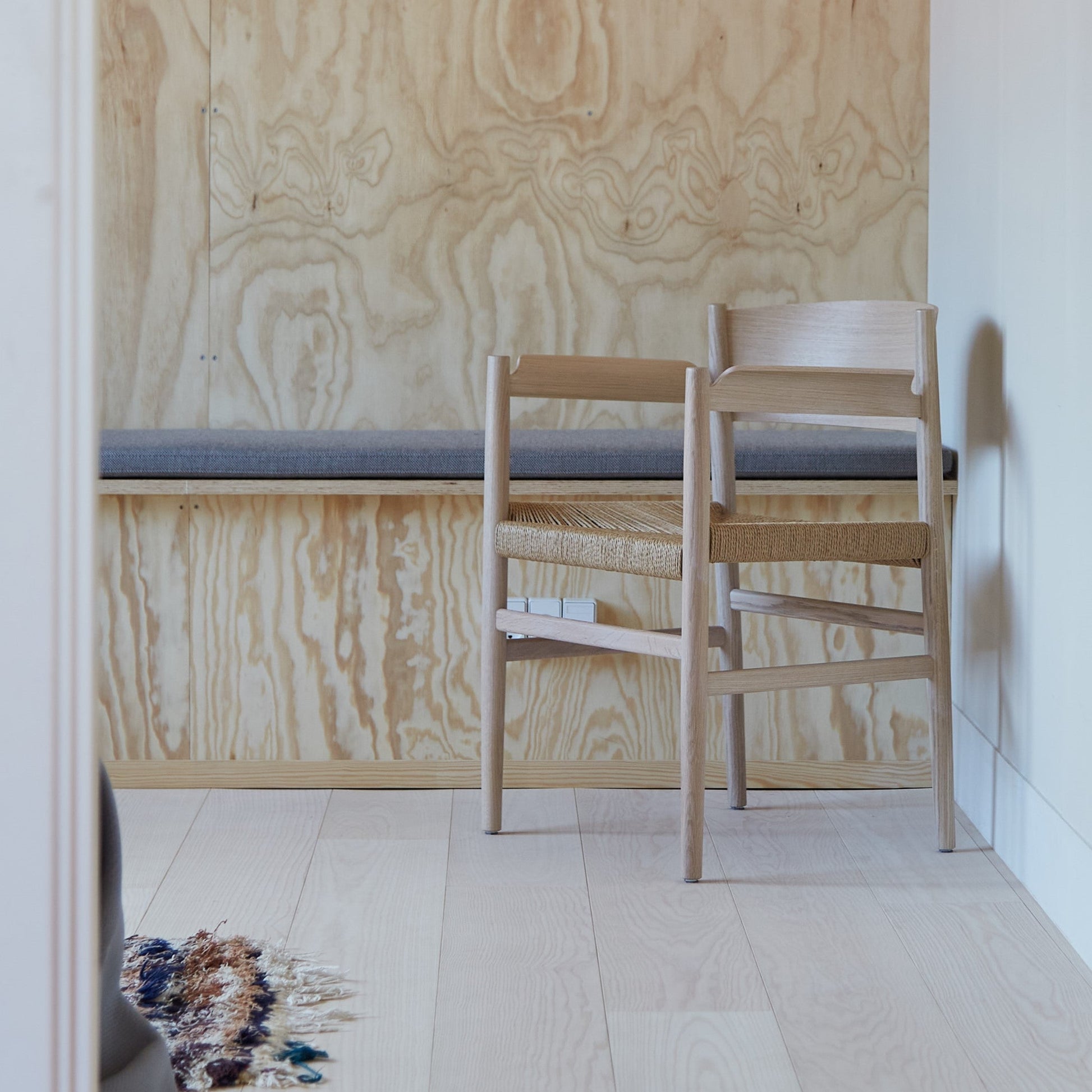 Mater Nestor Armchair in Matt Lacquered FSC Certified Oak With Natural Paper Cord Seat