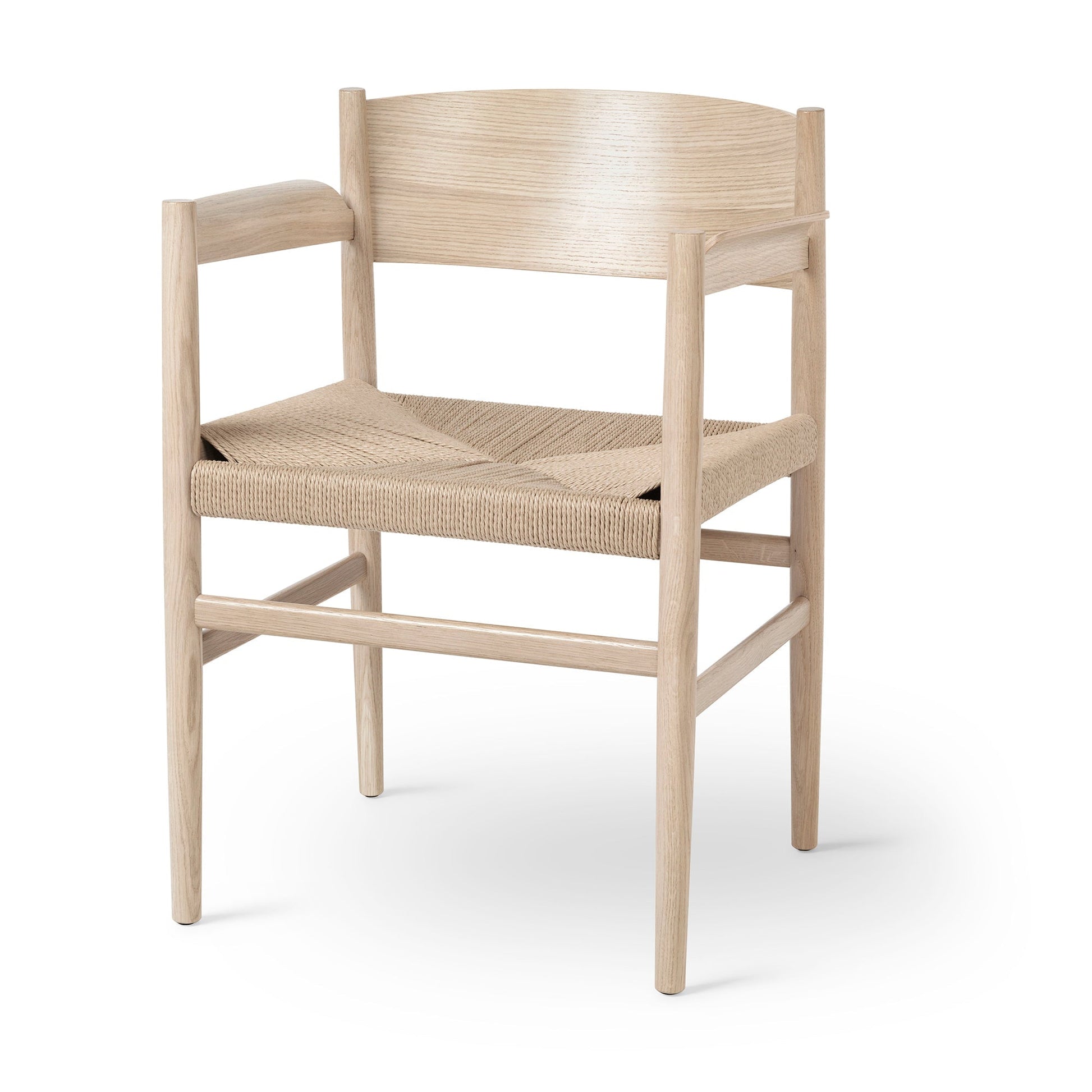 Mater Nestor Armchair in Matt Lacquered FSC Certified Oak With Natural Paper Cord Seat