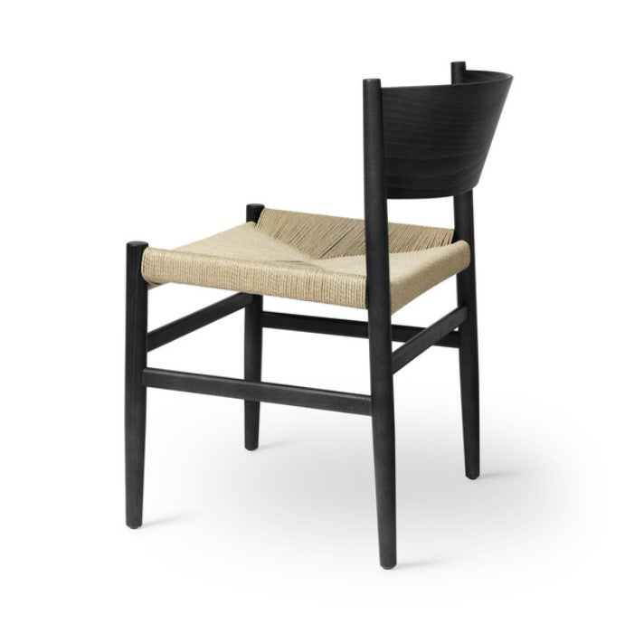 Mater Nestor Sidechair in Black Stained Beech With Natural Paper Cord Seat