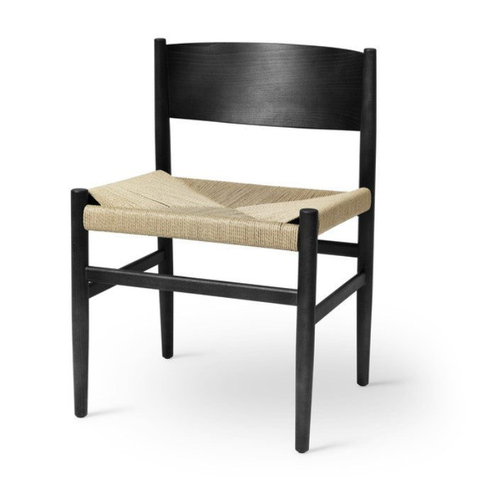 Mater Nestor Sidechair in Black Stained Beech With Natural Paper Cord Seat