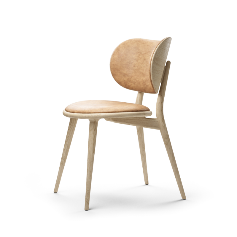 Mater The Dining Chair, Natural Matt-Lacquered Solid FSC-Certified Oak With Natural Tanned Leather Seat by Space Copenhagen