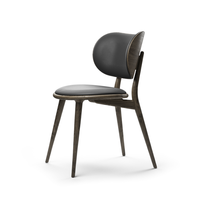 Mater The Dining Chair, Sirka Gray-Stained Solid FSC-Certified Oak With Black Leather Seat by Space Copenhagen