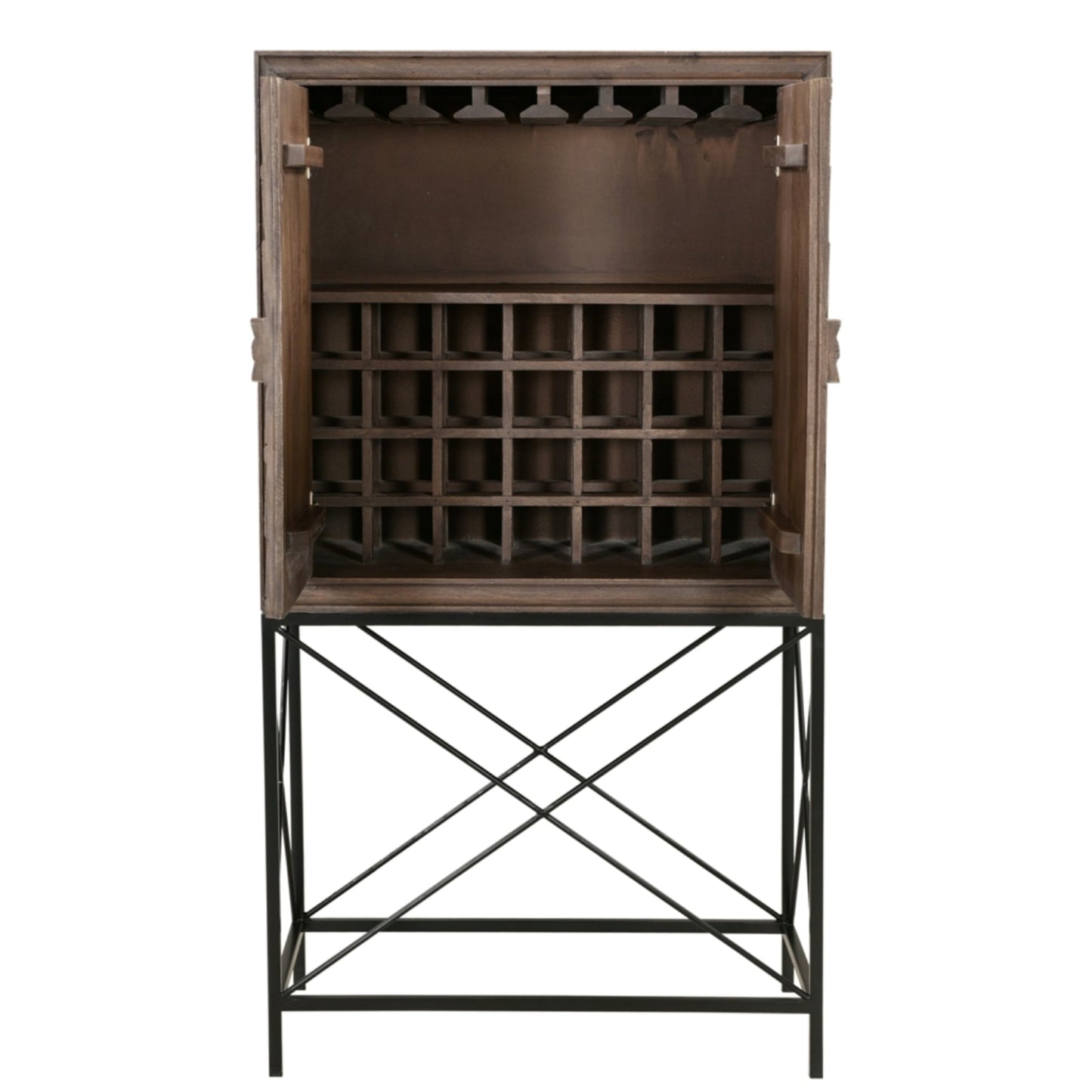 Meva Albert 33" 2-Door Brown Wine Cabinet