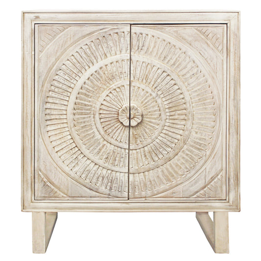 Meva Albert 33" 2-Hand White Distressed Acacia Wood Cabinet