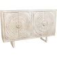 Meva Albert 4-Door White Distressed Hand-carved Sideboard