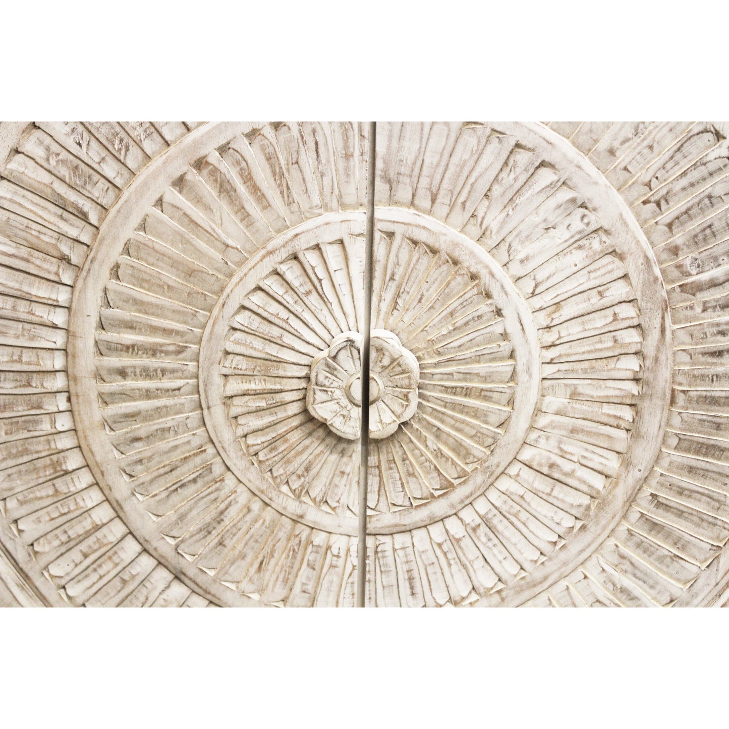 Meva Albert 4-Door White Distressed Hand-carved Sideboard