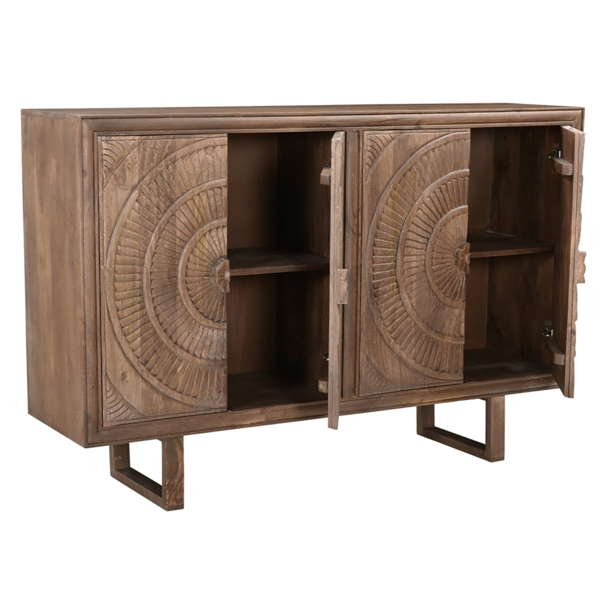 Meva Albert 64" 4-Hand Brown Mango Wood Cabinet