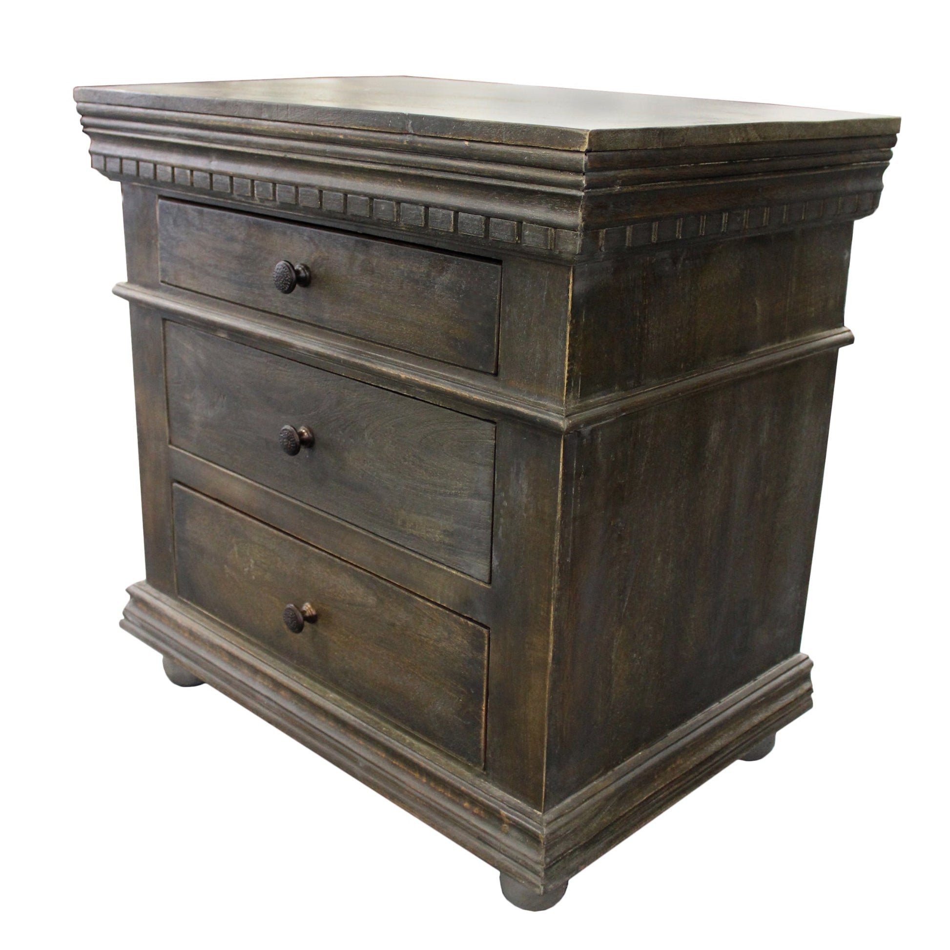 Meva Arvada 30" 3-Drawer Solid Acacia Wood Nightstand With Metal Hardware