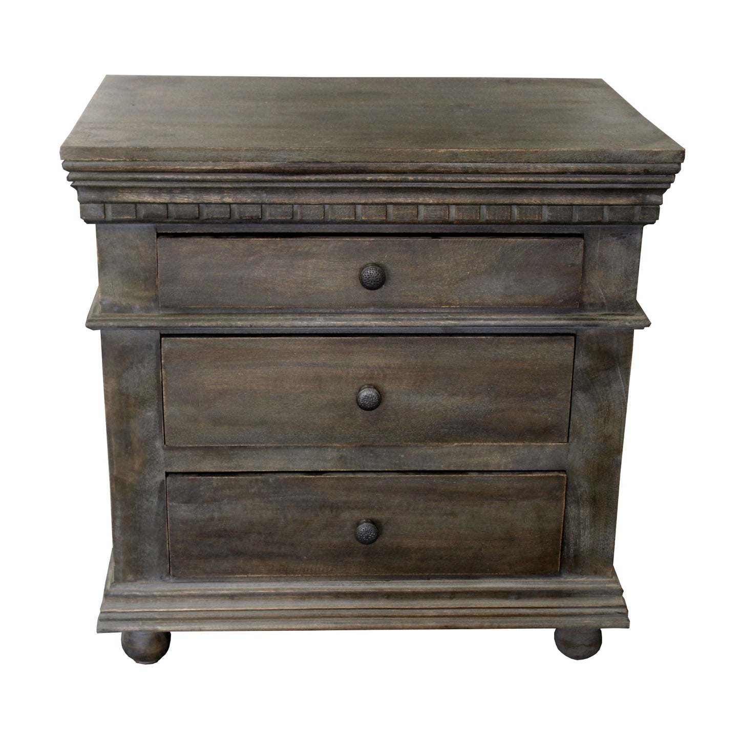 Meva Arvada 30" 3-Drawer Solid Acacia Wood Nightstand With Metal Hardware