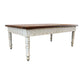 Meva Bay 48" Natural/White Hand-Carved Mango Wood Cocktail Table