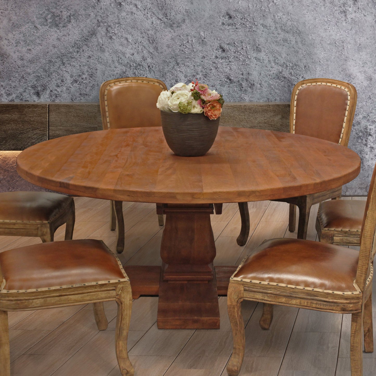 Meva Benedict 58" Brown Round Dining Table