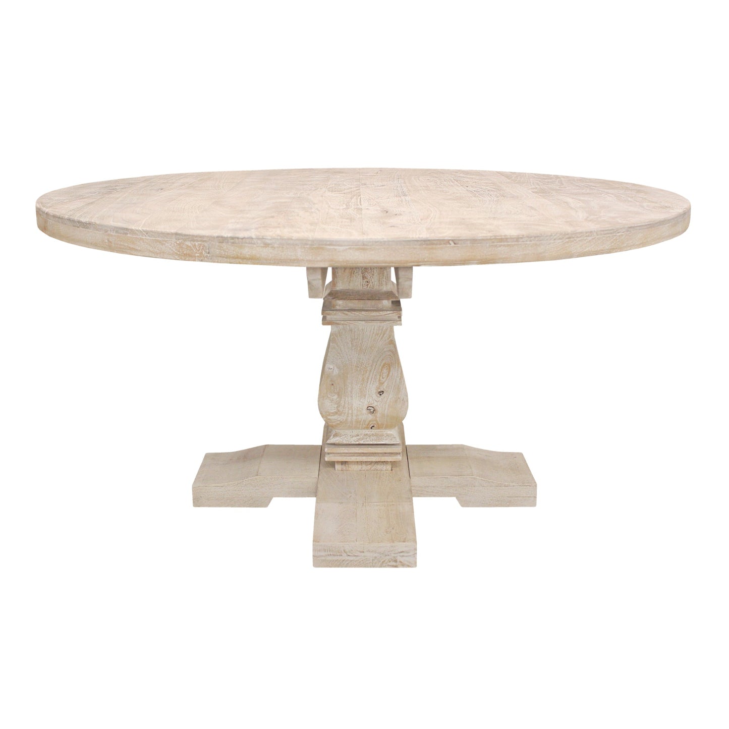Meva Benedict 58" White Wash Round Dining Table