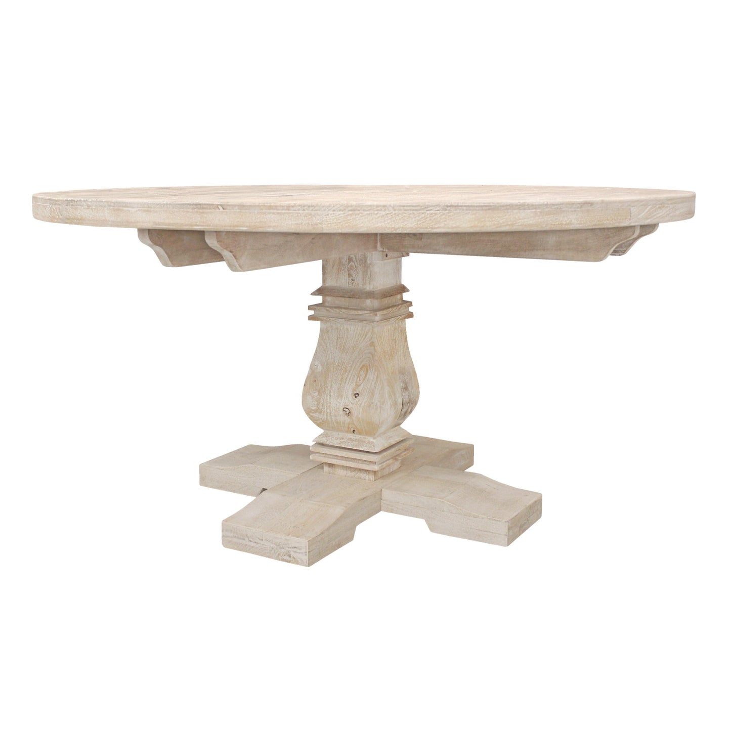 Meva Benedict 58" White Wash Round Dining Table