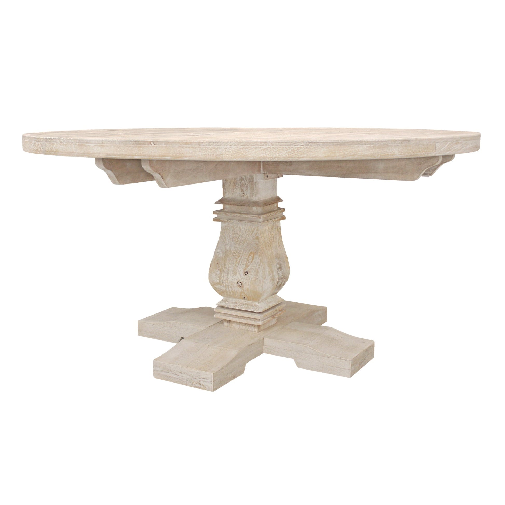 Meva Benedict 58" White Wash Round Dining Table