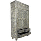 Meva Burman 42" 2-Door 3-Drawer Aged Gray Solid Mango Wood Cabinet