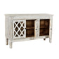 Meva Carmenita 58" 3-Door Antique White Sideboard With Glass Inserts