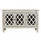 Meva Carmenita 58" 3-Door Antique White Sideboard With Glass Inserts