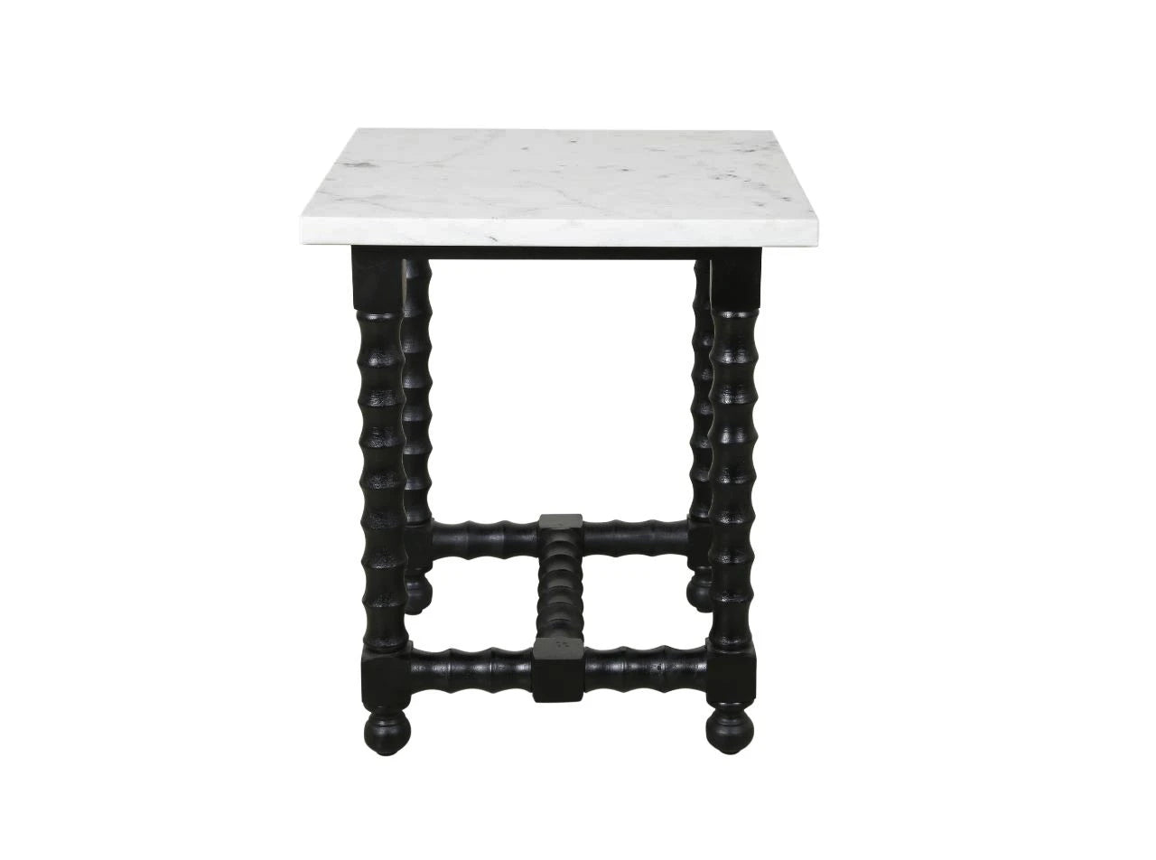 Meva Cranberry 20" Gold/Marble End Table With Marble Top