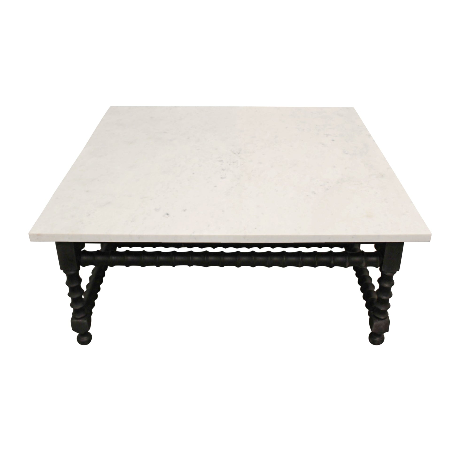 Meva Cranberry 48" White Wood Coffee Table With Marble Top