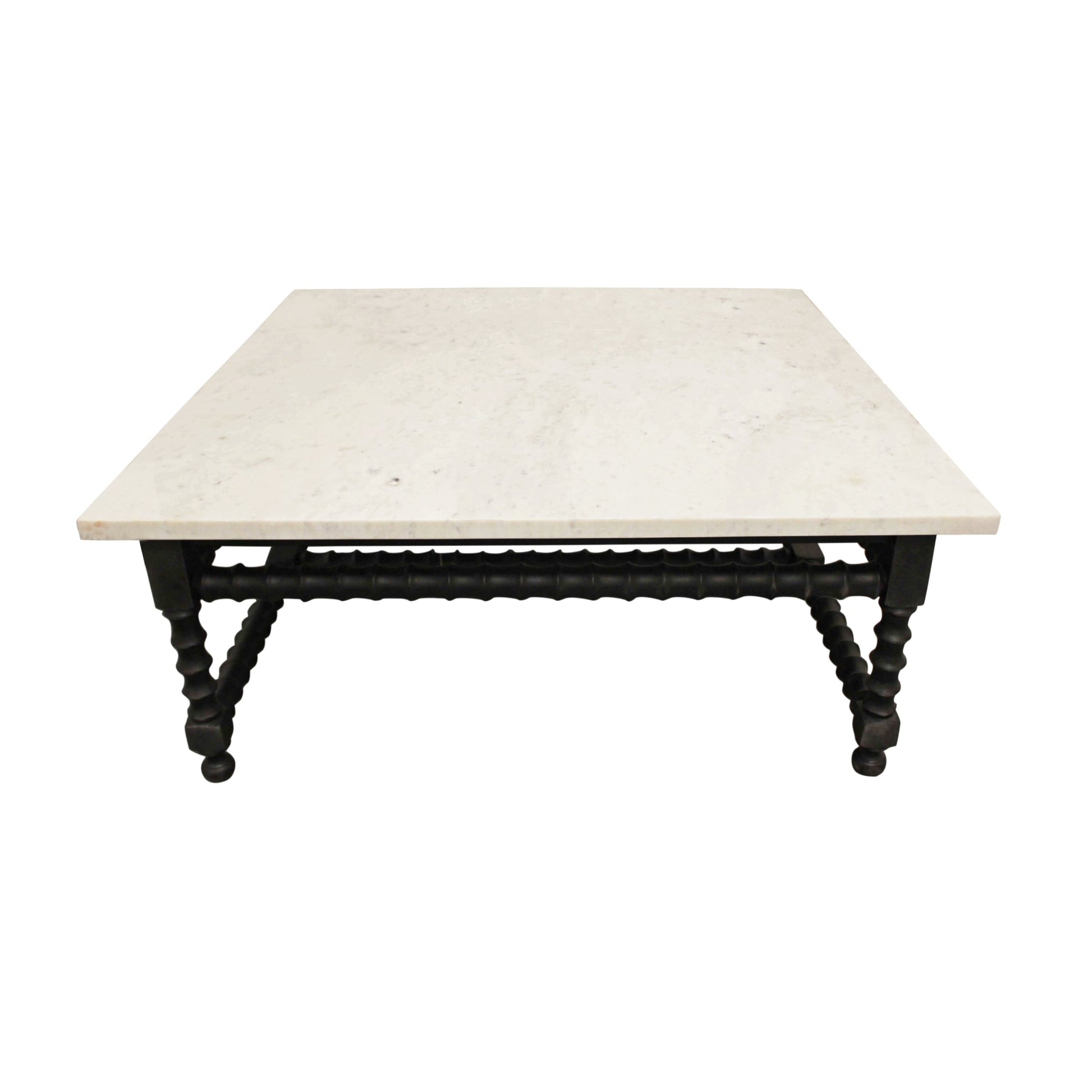 Meva Cranberry 48" White Wood Coffee Table With Marble Top