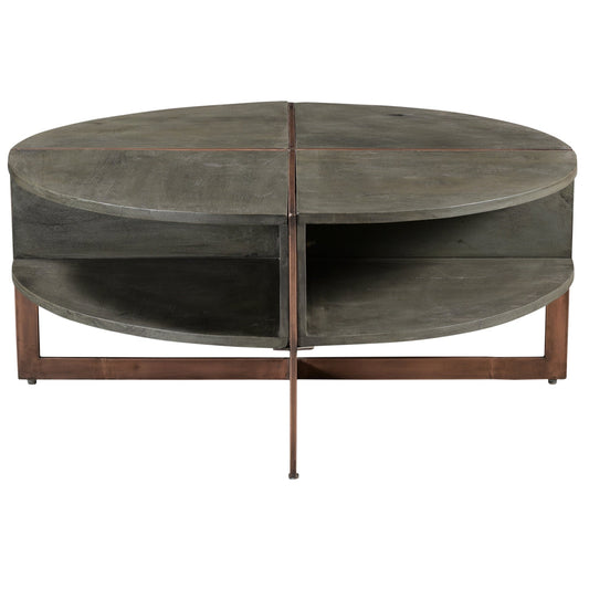 Meva Everett 38" Copper Acacia Wood Cocktail Table With Iron Base