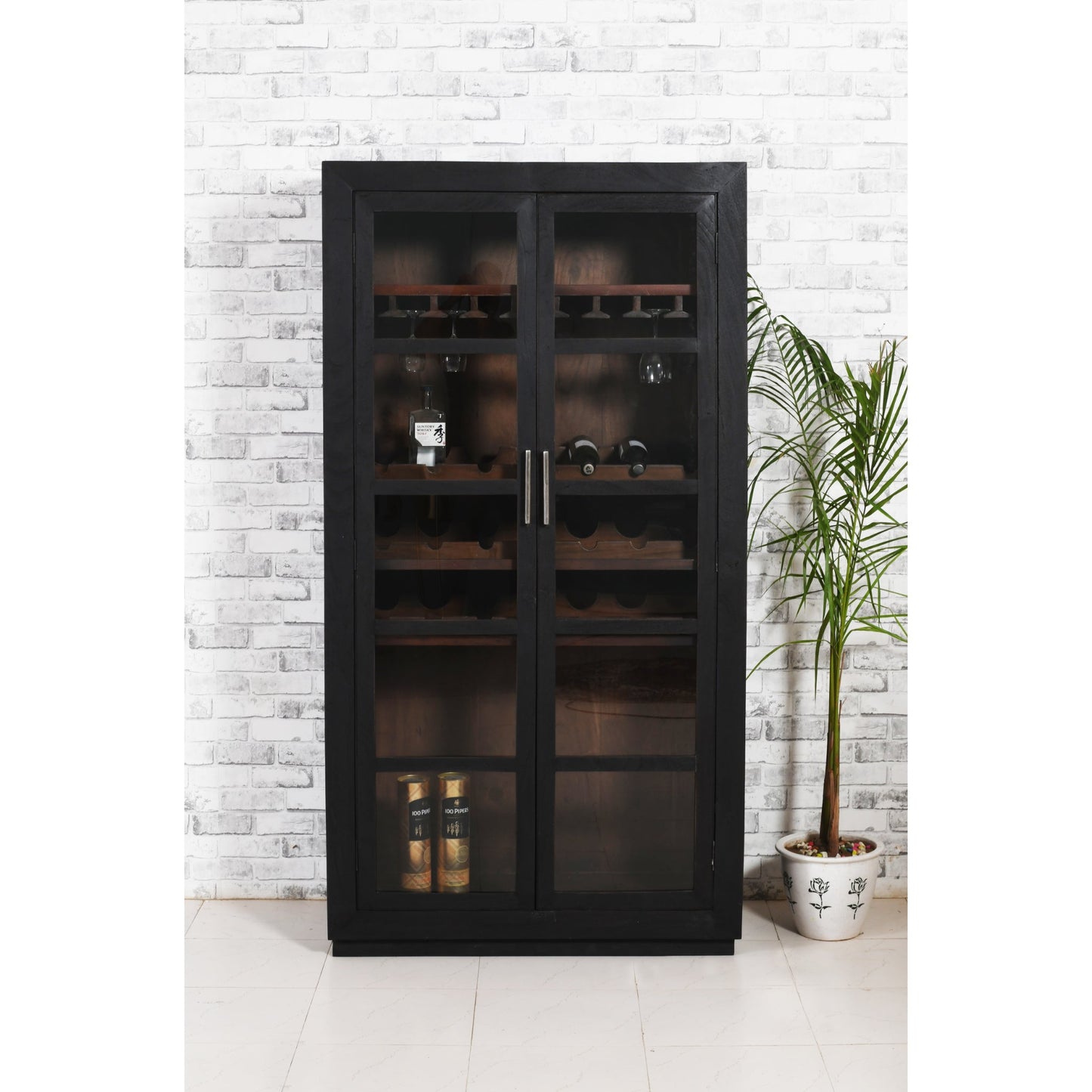 Meva Fernious 42" Dark Gray Wine Cabinet