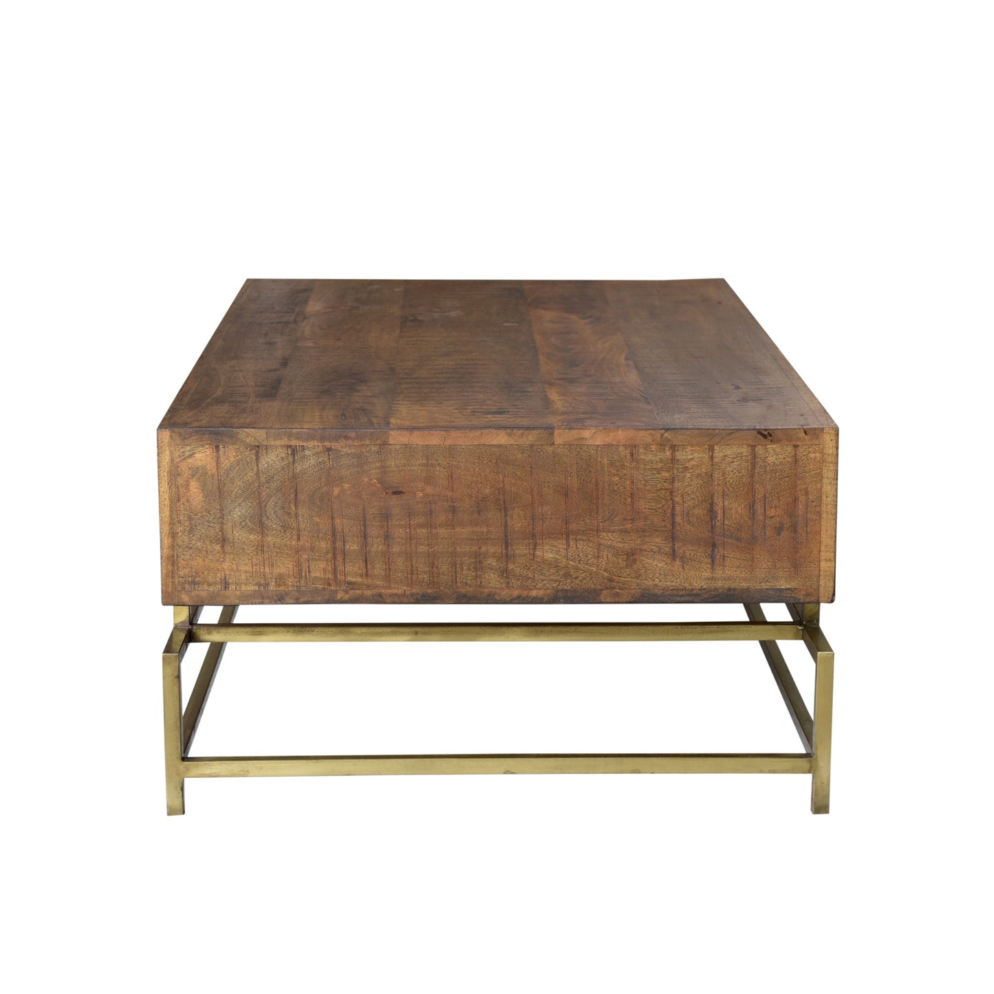 Meva Goldbust 49" 2-Drawer Brown Solid Mango Wood Cocktail Table